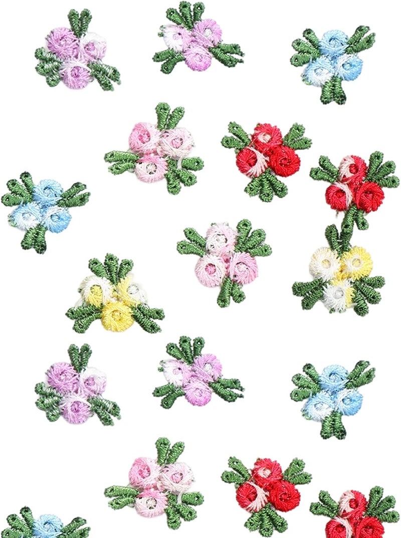MSCFTFB 140 Pieces Mini Flower Patches for Clothes,Rose Lace Applique,Fabric Embroidery Patches Applique for Dress Jean Hat Backpack Headband Embellishment (Orange) - Image 4